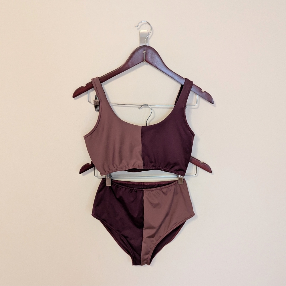 Hackwith Design House Two-Tone High waisted Bikini Set